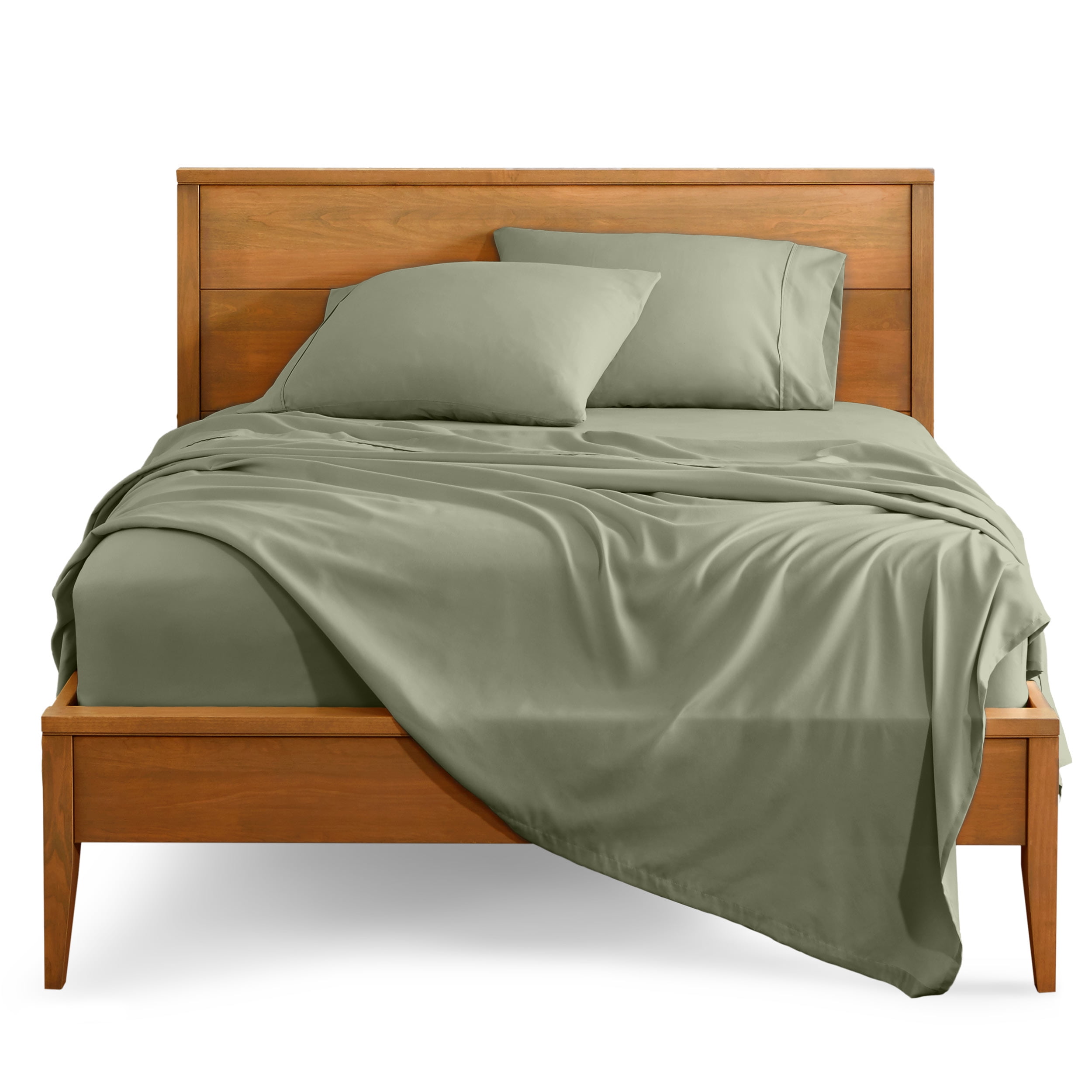 Bare Home Premium 1800 Collection 5-Piece Bed Sheet Set, Split California King, Sage