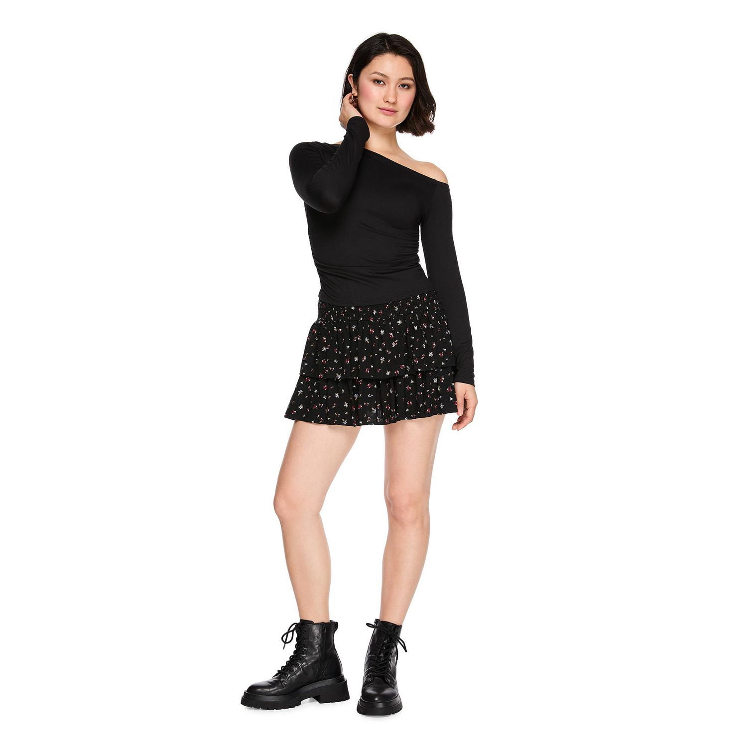 No Boundaries Women's Long-Sleeve Off-the-Shoulder Top