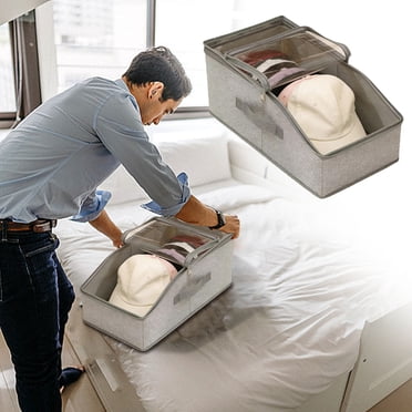 Storage Box Foldable Hat Storage Box with Lid Large Capacity Multi-Functional Baseball Cap Organizer(1Pcs) JASKFLY