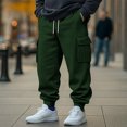 thumbnail image 3 of Yuyuzo Mens Cargo Sweatpants Causal Drawstring Workout Joggers Fleece Solid Color Athletic Pants with Pockets, 3 of 7