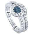 thumbnail image 1 of 1ct Blue & White Diamond Engagement Ring Set 14K White Gold, 1 of 1