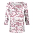 thumbnail image 4 of Pompotops T-shirt Ample Imprimé pour Femme Blouse à Manches 3/4 Col Rond Hauts Décontractés en Solde, 4 of 5