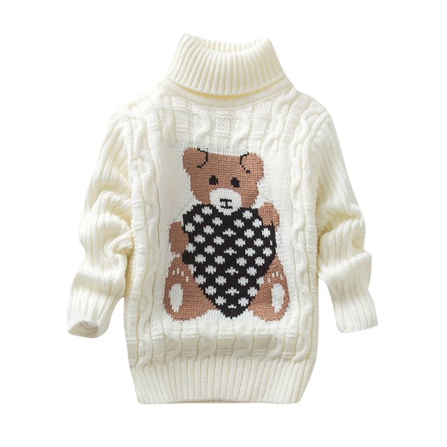 RXIRUCGD Mode Fille et Garçon Chandail Décontracté à Manches Longues Col Roulé Épais (Blanc, Taille : 8 Ans)