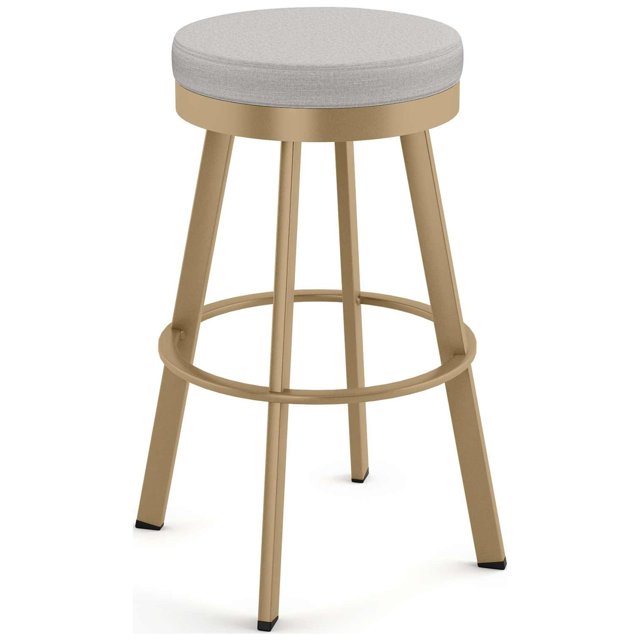 Amisco Swice 30 in. Swivel Bar Stool - Light Grey Polyester / Golden Metal