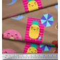 thumbnail image 2 of Soimoi Brown Cotton Voile Fabric Beech & Fun Party Print Sewing Fabric Yard 42 Inch Wide, 2 of 5
