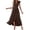 Brown, variant on LOVZFMLL Dresses Women's Casual Solid Color Embroidered Lace Cuffs-neck Dress
