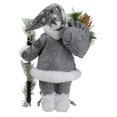 thumbnail image 5 of Northlight 12" Country Patchwork Gray and White Santa Claus Christmas Figure, 5 of 5