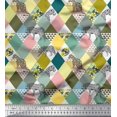thumbnail image 1 of Soimoi Moss Georgette Fabric Leopard & Argyle Patchwork Printed Fabric 1 Yard 42 Inch Wide, 1 of 3