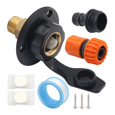 Shengyu RV City Water Inlet With Check Valve And With Quick Connector Set Fill Inlet Water Black