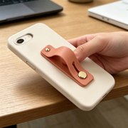 ZZkhGO Adhesive Phone Case Wristband Ring, Hand Support Holder with Strong Grip, Finger Strap Stand for Cell Phone Back Hand Strap for Watching Videos Gaming, Khaki