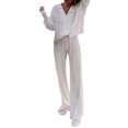 thumbnail image 2 of Faithtur Nouvelle Mode Femmes Ensemble Décontracté 2 Pcs Chemise Plissée à Manches Longues + Pantalon, 2 of 3