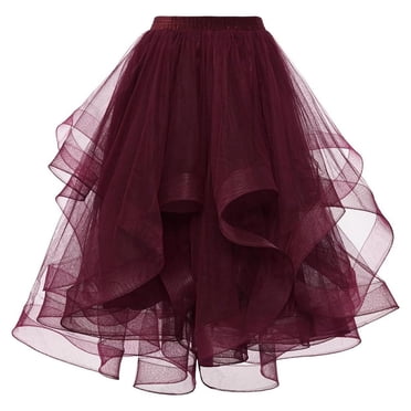 Weiqiqre Womens Skirts Lace up Wedding Party Prom Cocktail Mesh Long Tulle Skirt