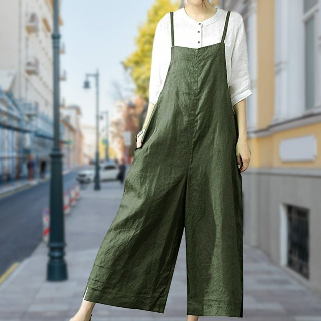 Cotton Loose Rompers Casual WomenJumpsuits One-piece Simple Oversize Jumpsuits