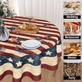 thumbnail image 3 of American Flag Tablecloth Round 60 Inch 4th of July Memorial Day Patriotic Table Cloth Wrinkle Resistant Rustic USA Independence Day Table Cover Decorative for Home Kitchen Dining Indoor Party Picnic, 3 of 5