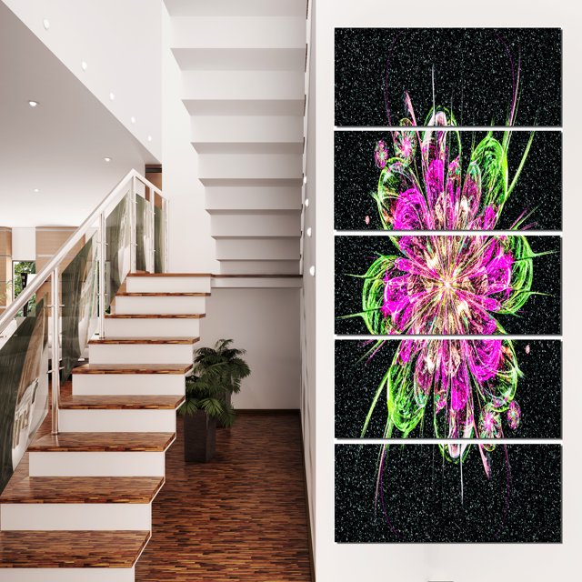 Fleur Fractale Parfaite en Violet et Vert - Impression sur Toile d'Art Floral