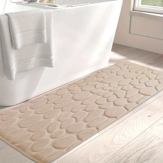 1pc Bath Rug Embossed Bathroom Mat Water Absorbent and Washable Bath Rugs-Non-Slip-Thick-Soft and Comfortable Carpet for Show