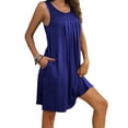 thumbnail image 4 of Dvkptbk Robe d'Été de Plage pour Femme 2024 Décontractée à Col Rond à Manches Courtes Robe Débardeur Mini Robes Fluide à Volants Boho Robe Soleil avec Poches P-2TG, 4 of 8