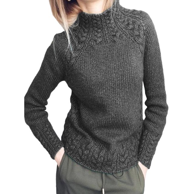 Bellella Femmes Casual Pull Manches Longues Hiver Chaud Pull Tops Chic Pull Gris S