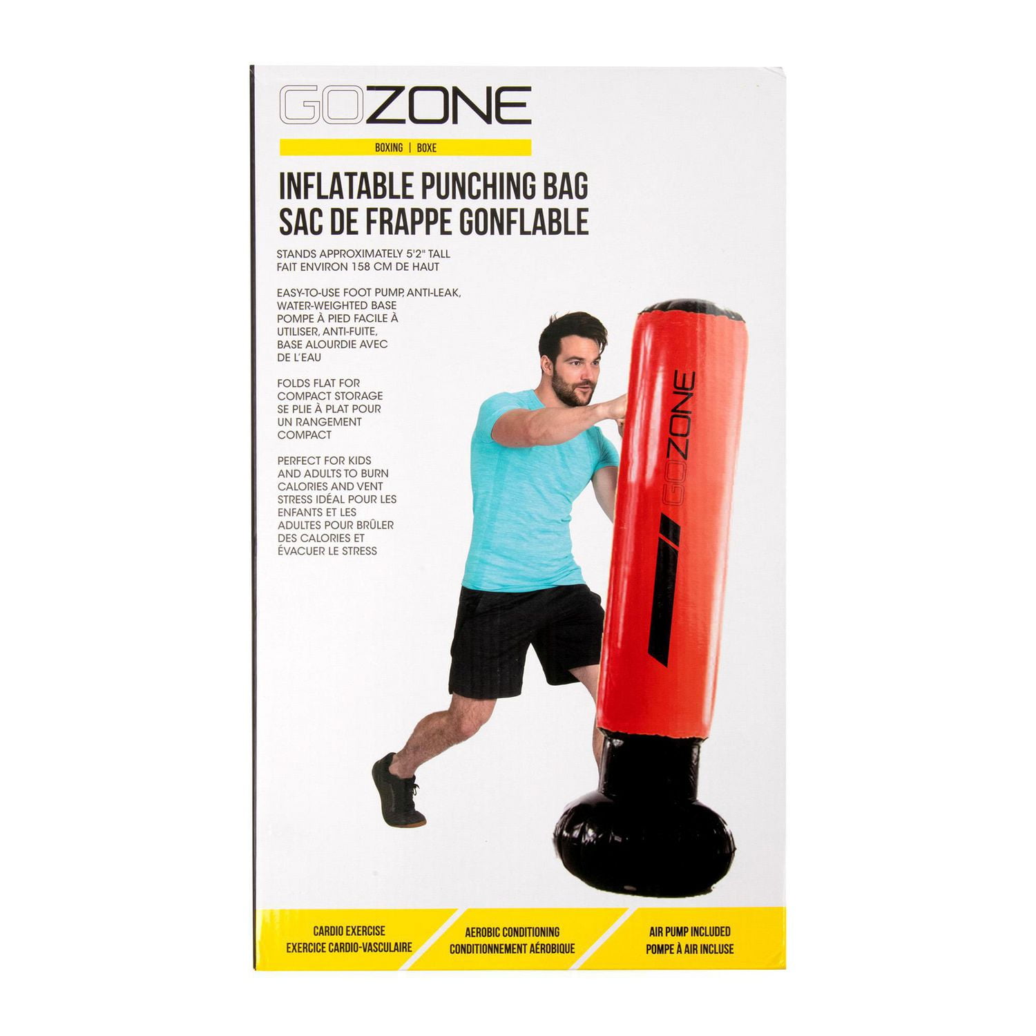 Sac de frappe gonflable GoZone – Rouge/noir