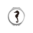 thumbnail image 1 of Hippocampe Noir Vie Marine Contour Main Miroir Compact Rond Portable Poche Verre, 1 of 3