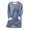 thumbnail image 2 of Hauts de Sortie pour Femmes Col Rond Poche Épaissie Peluche Chaude Manches Longues Blouses en Liquidation, 2 of 5