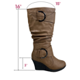 thumbnail image 2 of Bottes Mode pour Femmes à Fermeture Éclair Hauteur Genou, Talon Compensé Décontracté, Chaussures d'Hiver ( Cognac, 9 ), 2 of 5