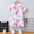 thumbnail image 2 of MIASHUI Toddler Boy Beach Outfit Set Summer Print Button Down Shirt Short Pants,White,3-4 Years, 2 of 7