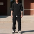 thumbnail image 2 of Erwazi Men's Corduroy Cargo Shacket Tracksuit Set 2 Pieces Lapel Long Sleeve Button Down Jacket and Cargo Pants Set, 2 of 4