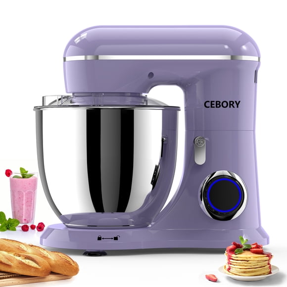 CEBORY Batteur sur Socle 3-en-1, Mélangeur Alimentaire à Tête Inclinable 6,5 QT à 10 Vitesses, Mélangeur Électrique de Cuisine avec Crochet Pétrisseur, Batteur, Fouet, Bol pour la Plupart des Cuisiniers à Domicile