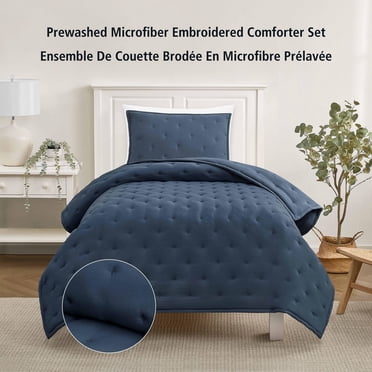 Mainstays Twin/Twin XL Comforter Set, Soft Lightweight & All Season, 2-Piece, Navy Blue
