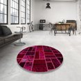 thumbnail image 3 of Ahgly Company Tapis d'Intérieur Carrés Abstraits Rose Violet Rose Tapis de Zone Abstraits, 5 Pieds Carré, 3 of 6