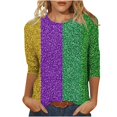 thumbnail image 1 of Penkiiy Blouse Carnaval Manches 3/4 Chemise de Printemps Tee Quotidien Imprimé Masque Blouse Mardi Gras Col Rond 2024 Tee Tunique Habillée L Multicolore, 1 of 5