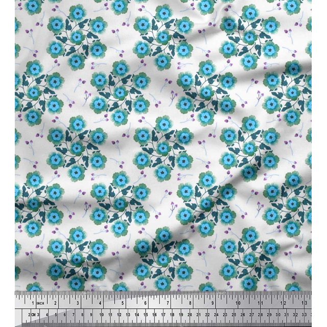 Soimoi Rayon Fabric Leaves & Floral Artistic Decor Fabric Printed Yard 42 Inch Wide