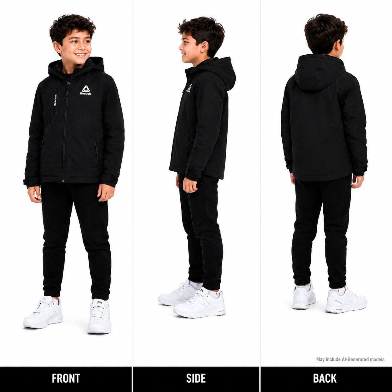 Manteau matelassé réversible Reebok pour garçons, tailles XS à XL