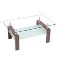 thumbnail image 4 of Rectangle Walnut Glass Coffee Table, Clear Coffee Table, Modern Side Center Tables for Living Room, Living Room Furniture, 4 of 11