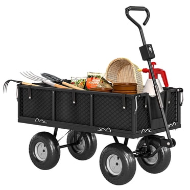 Outsunny Chariot de Jardin avec Doublure Amovible, Côtés à Dégagement Rapide