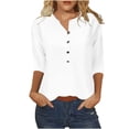 thumbnail image 2 of FcBaudy Hauts pour Femmes, Chemises pour Femmes, Chemisiers et Chemises à Manches Courtes à Col Rond Mode Féminine Décontractée T-Shirt à Boutons à Manches 3/4 Blouse à Imprimé à Col pour Femmes Blouse pour Femmes, 2 of 3