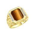 thumbnail image 3 of RYLOS Men's Rings 14K White Gold Ring With Diamonds and TIGER EYE Set in Designer Nugget Style Rings For Men Size 13, 3 of 8