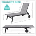 thumbnail image 2 of Yoleny Patio Lounge Chair with Wheels, Outdoor Lounge Chairs Set of 2 with Adjustable Backrest, Waterproof Textilene Pool Lounge Chairs for Patio Poolside Deck, Gray, 2 of 7