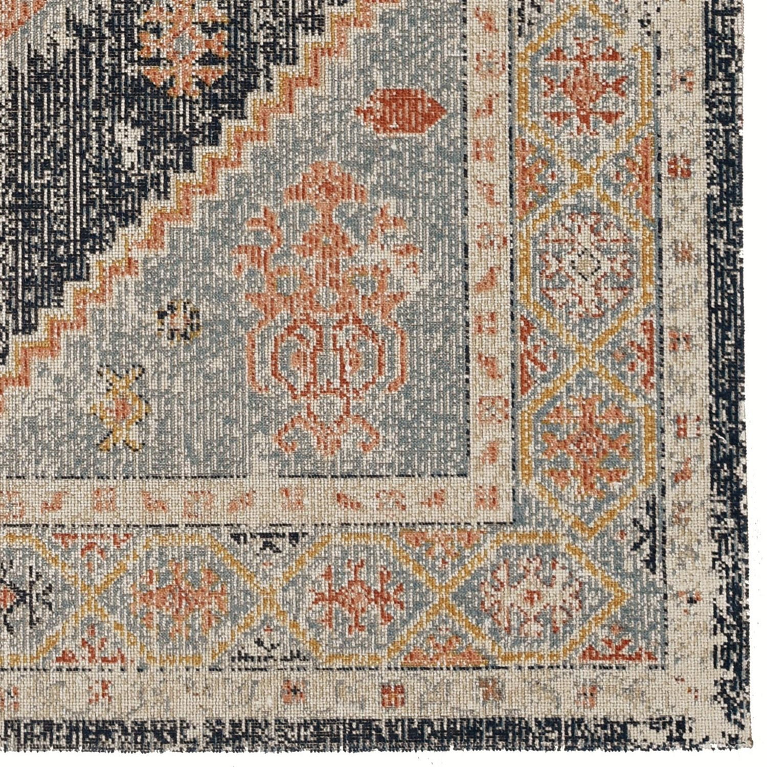 Tapis d'appoint Grand Zéro Harlon ivoire & bleu de 2 pi x 3 pi