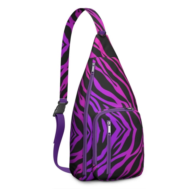 Rainbow Zebra Print Sling Bag - Colorful Abstract Zebra Stripes Crossbody Backpack for Women & Men, Modern Fashion Shoulder Bag (Cute Cartoon Zebra Pattern, Water-Resistant & Lightweight)