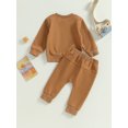 thumbnail image 2 of Kmbangi Baby Boys Long Sleeve Crew Neck Sweatshirt with Elastic Waist Sweatpants Infant Spring Fall Clothes, 2 of 8