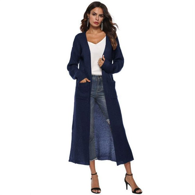 Pull Cardigan à Manches Longues et Manches Longues avec Poche
