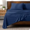 thumbnail image 1 of Bare Home Ultra-Soft Stretchy Sheet Set - Premium 1800 Collection - Deep Pockets - 4 Piece - King, Dark Blue, 1 of 8
