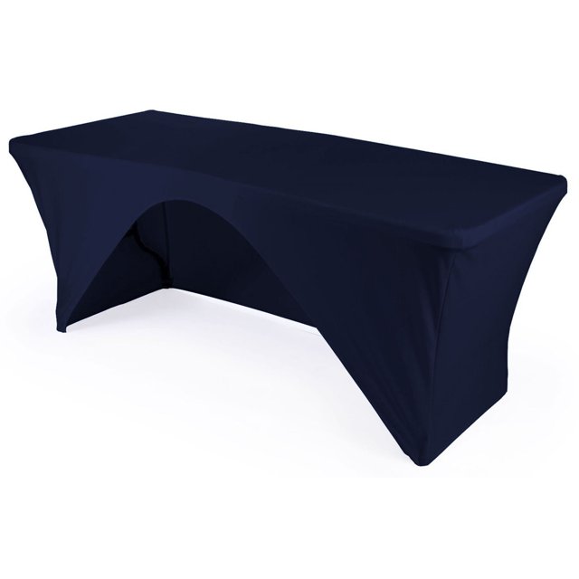 LA Linen Rectangular Open Back Spandex Tablecloth, 72 by 30 by 30-Inch, Navy