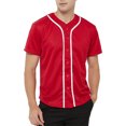 thumbnail image 2 of TOPTIE Men's Baseball Jersey Plain Button Down Shirts Team Sports Uniforms-Red White-L, 2 of 10