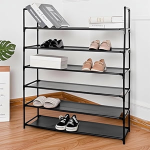 6-Tier Un sac de chaussures empilable, 30-Pair Étagère de chaussures d'entrée, Organisateur de rangement de chaussures, Noir