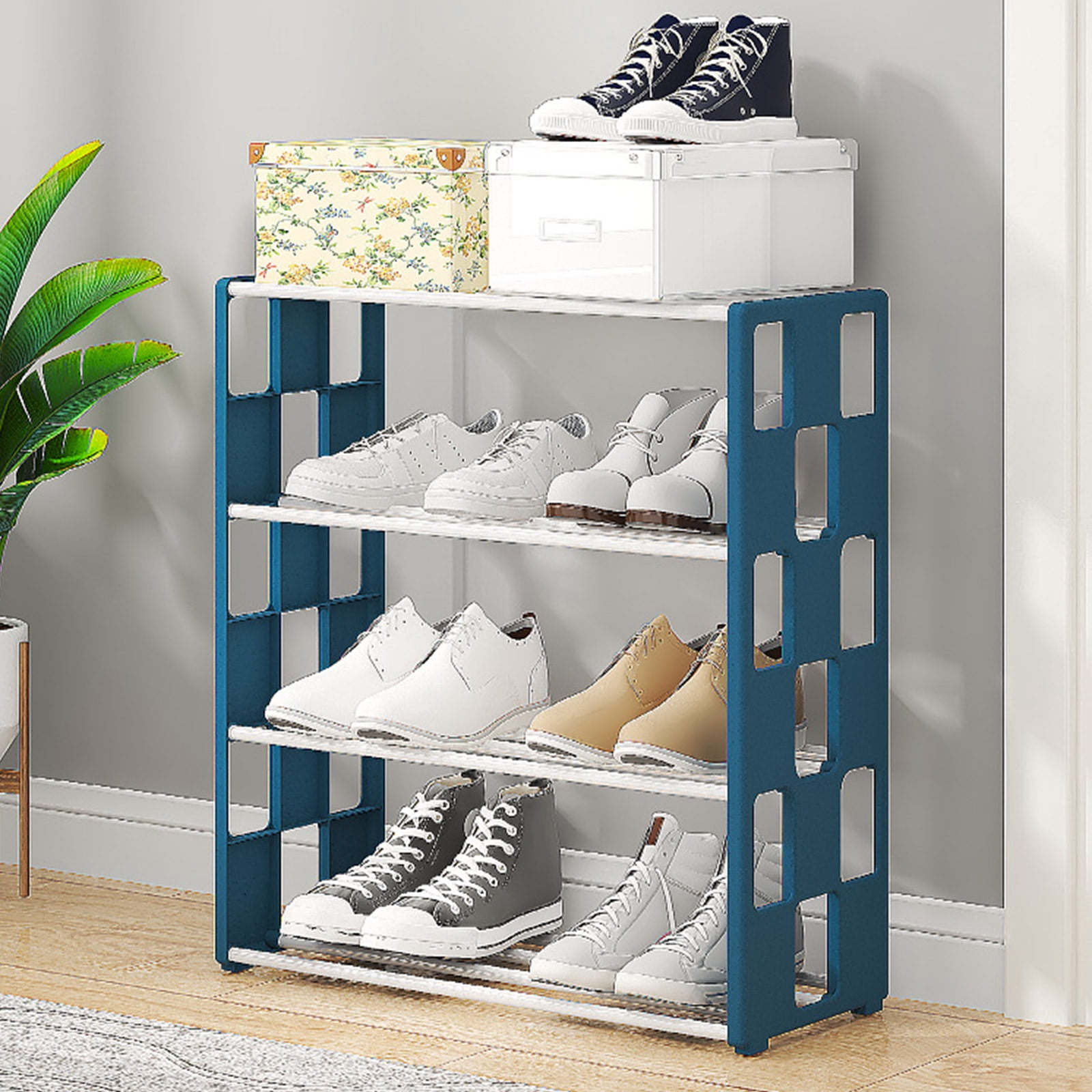 Kcavykas Clearance Sales Home Storage Organiser Shoe Rack Shoe Rack Storage Organizer with 4 Tiers Metal Shelves for Bedroom Closet Entry Dorm Room