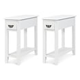 thumbnail image 1 of Giantex Narrow End Table, Slim Side Table w/Drawer, ightstand Bedside Table for Small Spaces, (2, White), 1 of 1