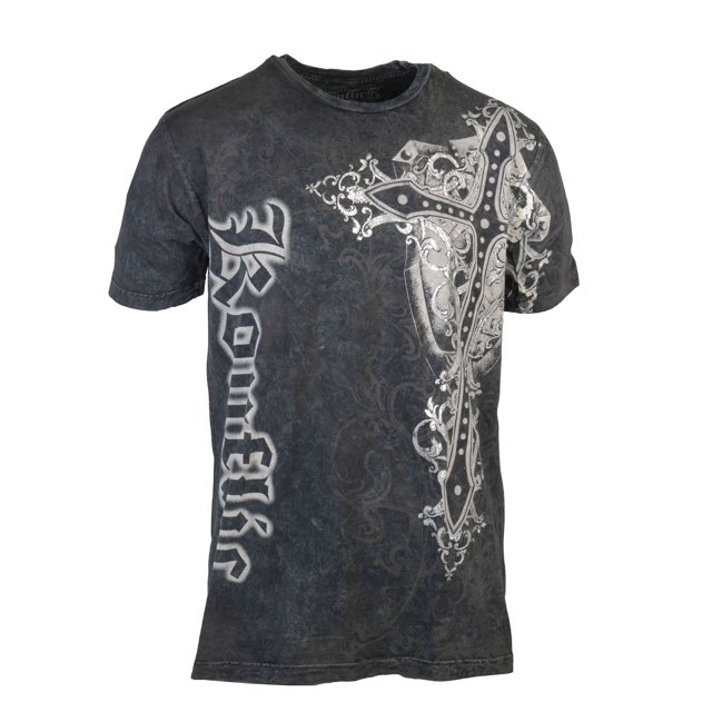 Konflic Men's Giant Cross Washed MMA T-shirt - Dark Green - Large